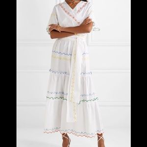 Tory Burch Embroidered Cotton Poplin Wrap Dress